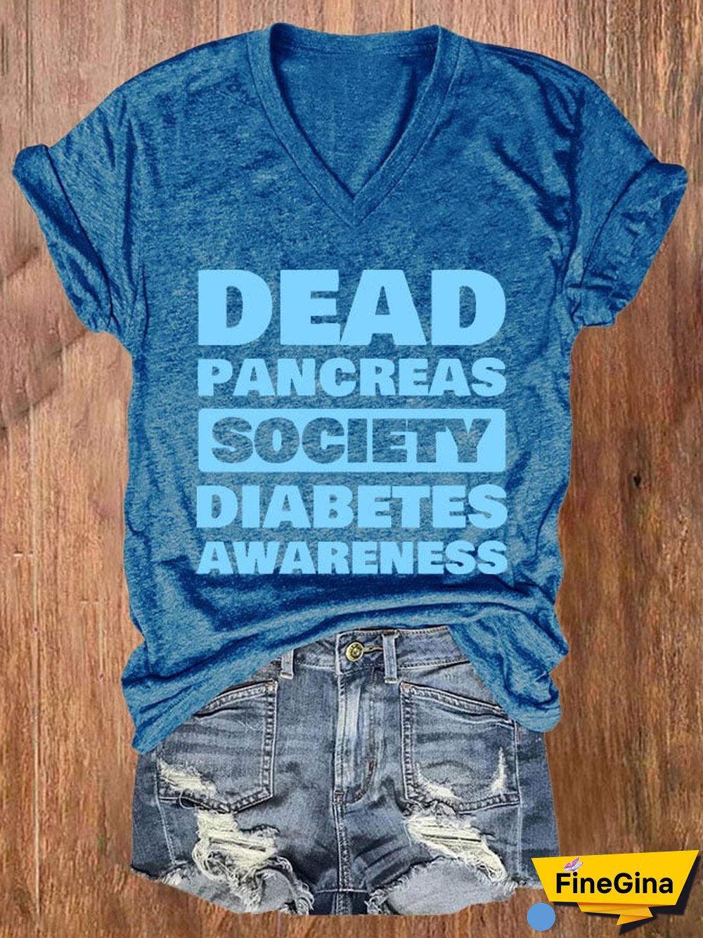 Women's Casual Diabetes Awareness Dead Pancreas Society Printed Short Sleeve T-Shirt