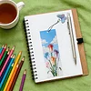 3Pcs DIY Pearl Painting Flowers Bookmark with Butterfly Pendant Home Office Supplies Gift for Book Lovers