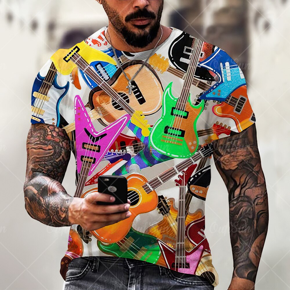 

Music Guitar - 3D Printed Men T Shirt, Xxxl, 501 Original