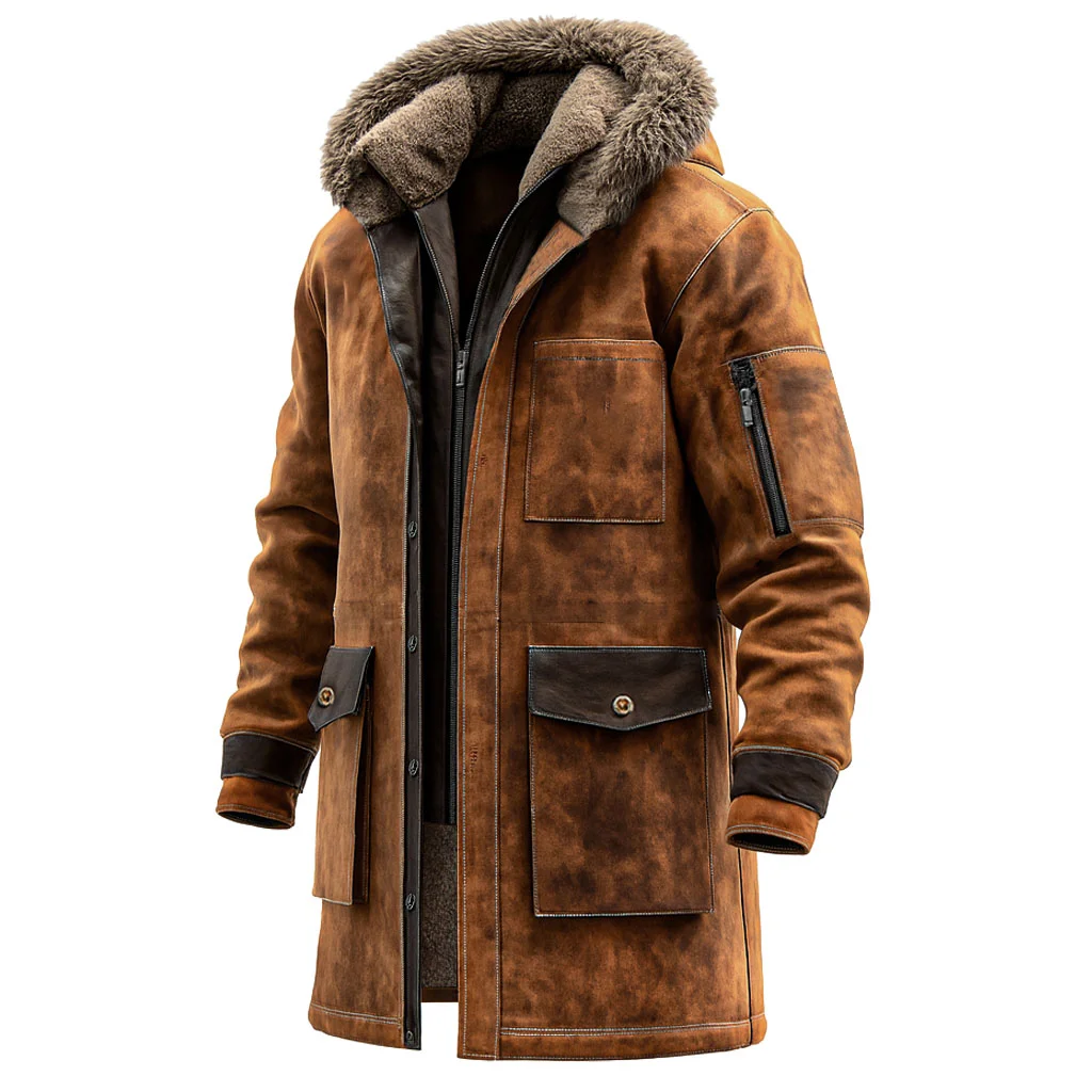 Men's Vintage Fleece Hooded Jacket-inspireuse