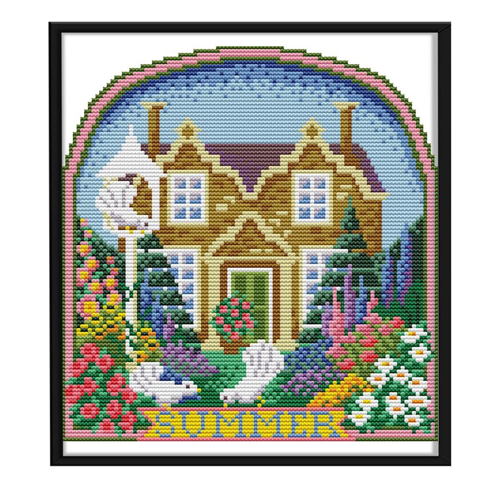 

Summer cabin - 14CT Stamped Cross Stitch - 25*26cm, 501 Original