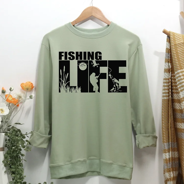 Fishing Life Women Casual Sweatshirt-Annaletters