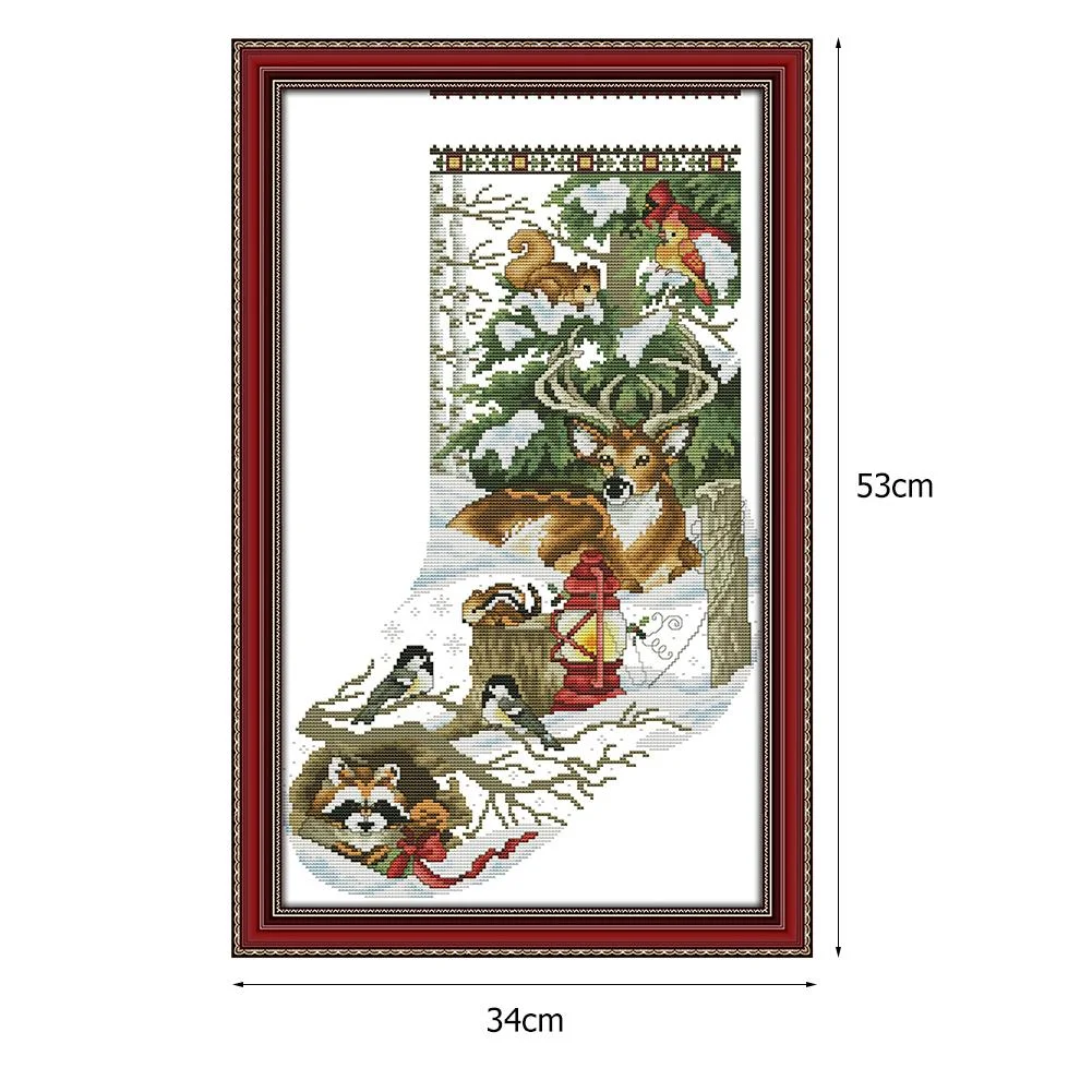 14ct Stamped Cross Stitch - Jungle Xmas Socks (34*53cm)