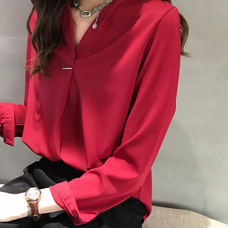 2021 Plus Size Women Tops Women Chiffon Blouse Casual Long Sleeve Shirt Elegant Shirts Fashion Womens Tops and Blouses 1681 921