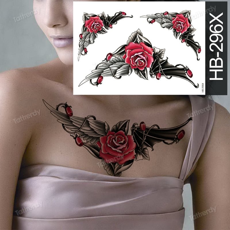 Waterproof Temporary Tattoo Sticker Butterfly Flower Wing Fake Tatto Big Tatoo Tatouage Temporaire Back Chest For Women Girl