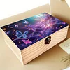 Butterfly DIY Diamond Art Wooden Storage Box with Locking Clasp Desk Organizer