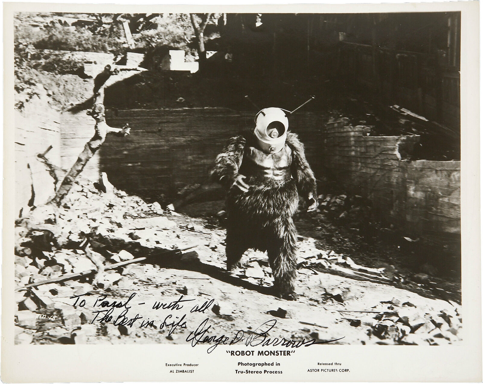 GEORGE D BARROWS Signed Photo Poster paintinggraph - Film Actor - 'Robot Monster' - preprint