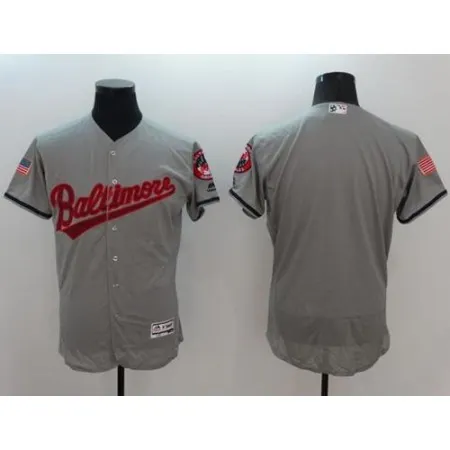 Orioles Blank Grey Fashion Stars & Stripes Flexbase Authentic Stitched MLB Jersey