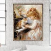 Piano chat fille-perceuse ronde peinture diamant-40*50cm