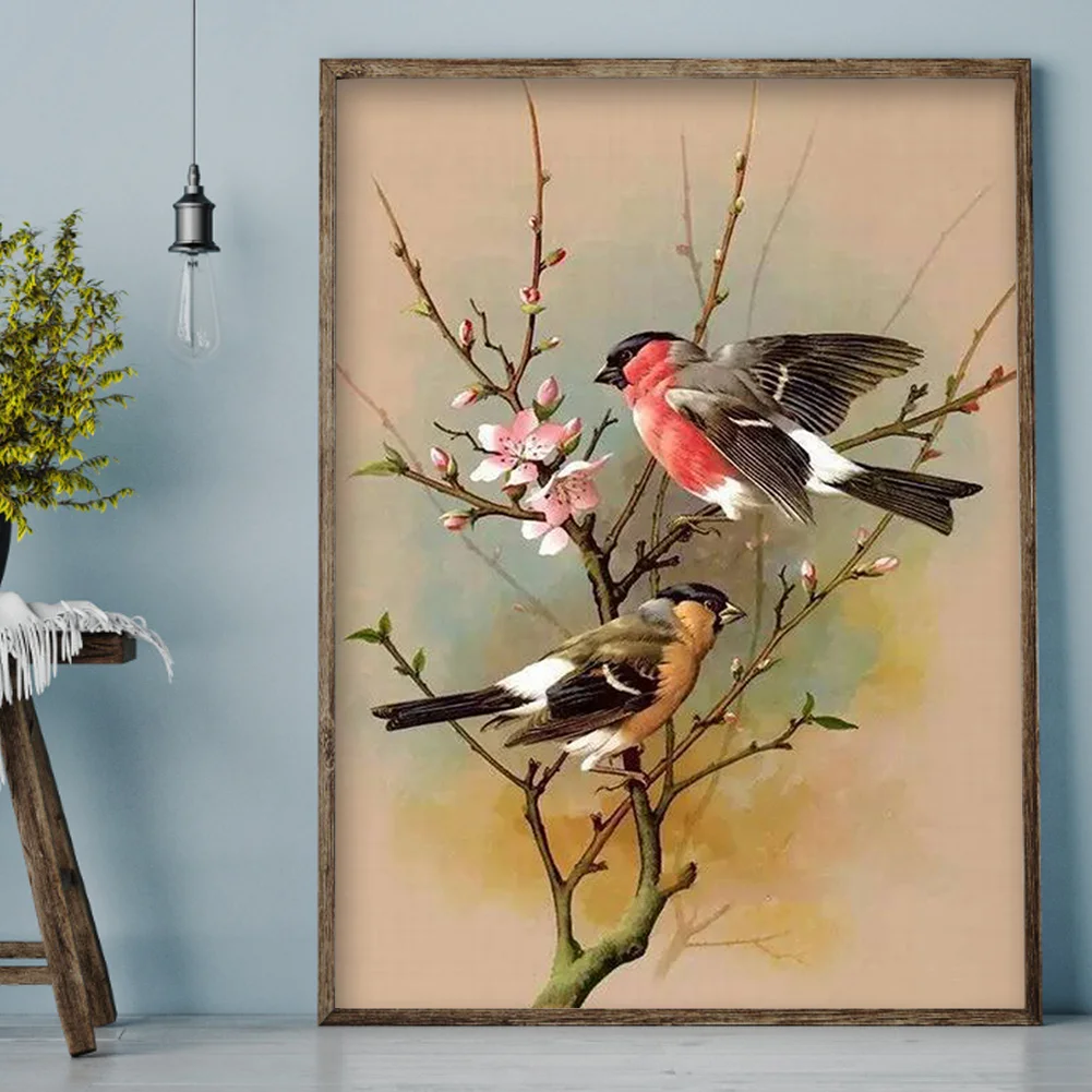 11CT Full Stamped Cross Stitch - Birds on Branches(Canvas|40*50CM)