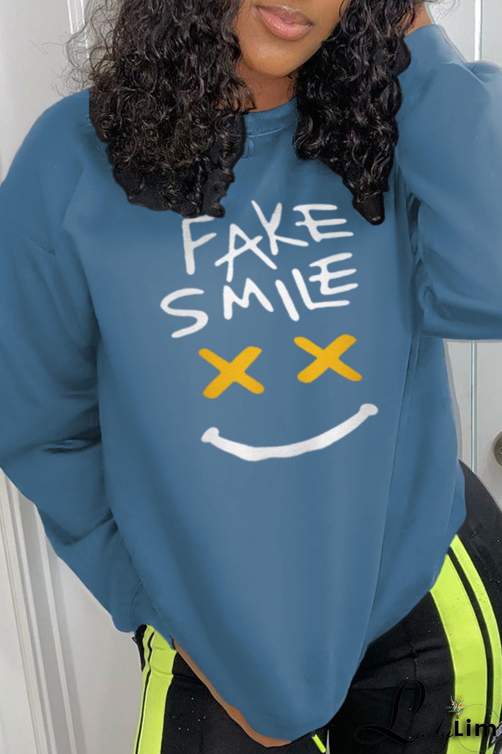 Black Casual Sportswear Split Joint Letter O Neck Tops