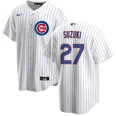 Youth Chicago Cubs #27 Seiya Suzuki White Cool Base Stitched Baseball Jersey