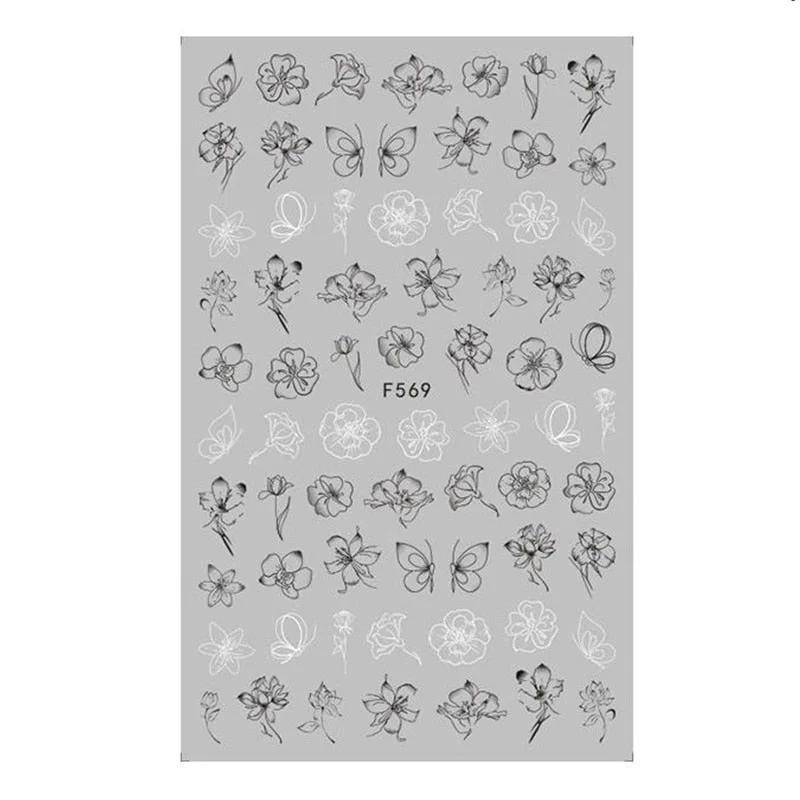 1PC 3D Nail Stickers Fan Leaf Dried Flower Shiny Sliders Nail Art Decorations Lucky Clover Pattern Foil Nail Art Manicure-Nail Inspo