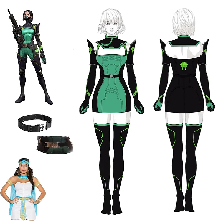 Game Valorant Viper Green Sexy Combat Dress Uniform Halloween Cosplay Costume