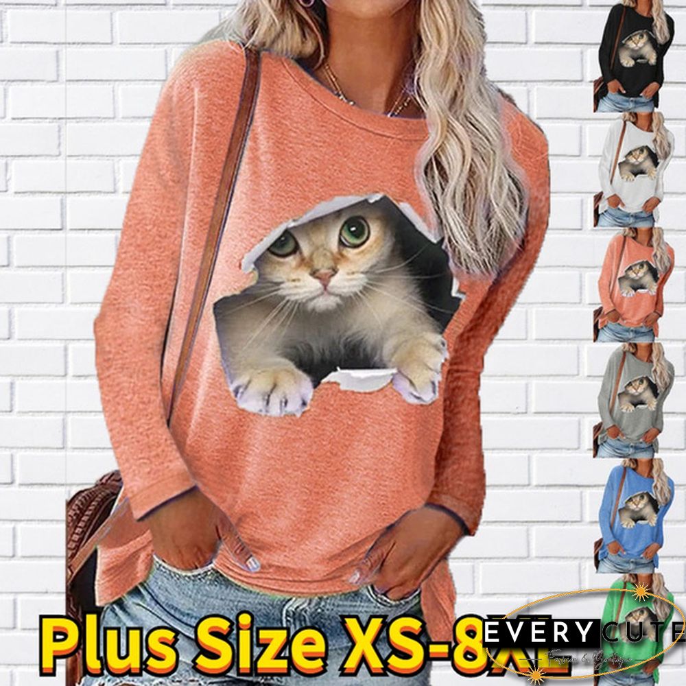 Winter Fashion Women Clothing Feather Printed Casual Sweatshirt Long Sleeve Tops T-shirt Blouse Ladies Round Neck Pullover Sweater Plus Size XS-8XL