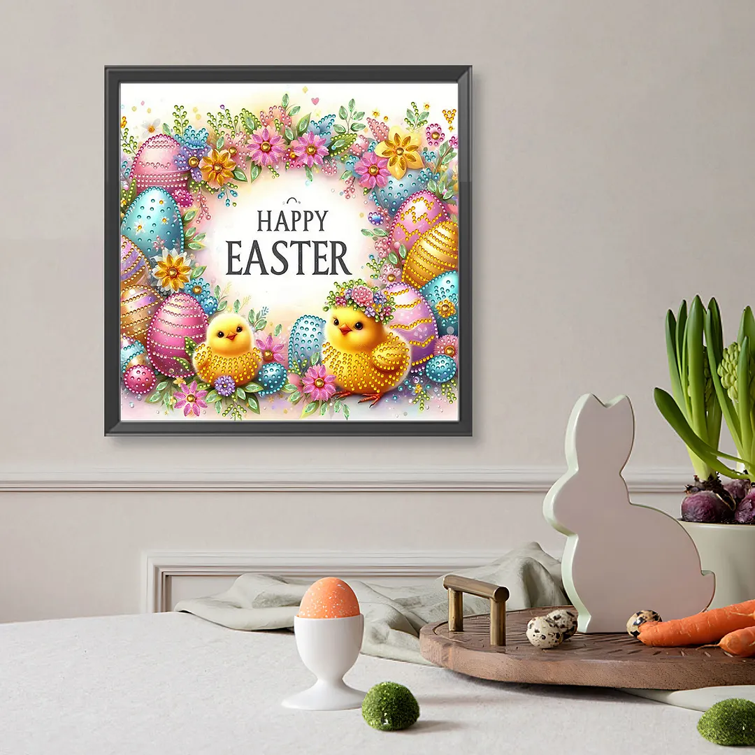 Easter Chick Special Shaped 5D DIY Partial Drill Diamond Painting Kits for Adults Beginners Home Decor Diamonds Dots Gem Art Kits 11.81x11.81inch