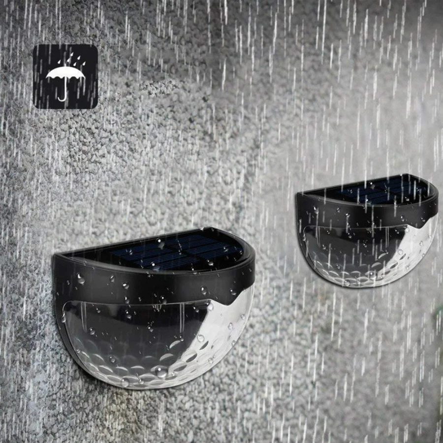 Solar Fence Lights, 2 Pack Solar Stair Lights Outdoor Waterproof Wall Light for Garden(White)