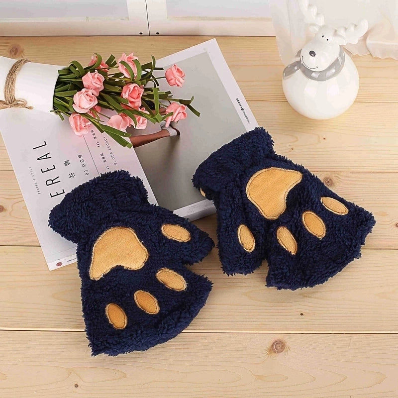 Women’s Cute Cartoon Plush Gloves 1 Pair