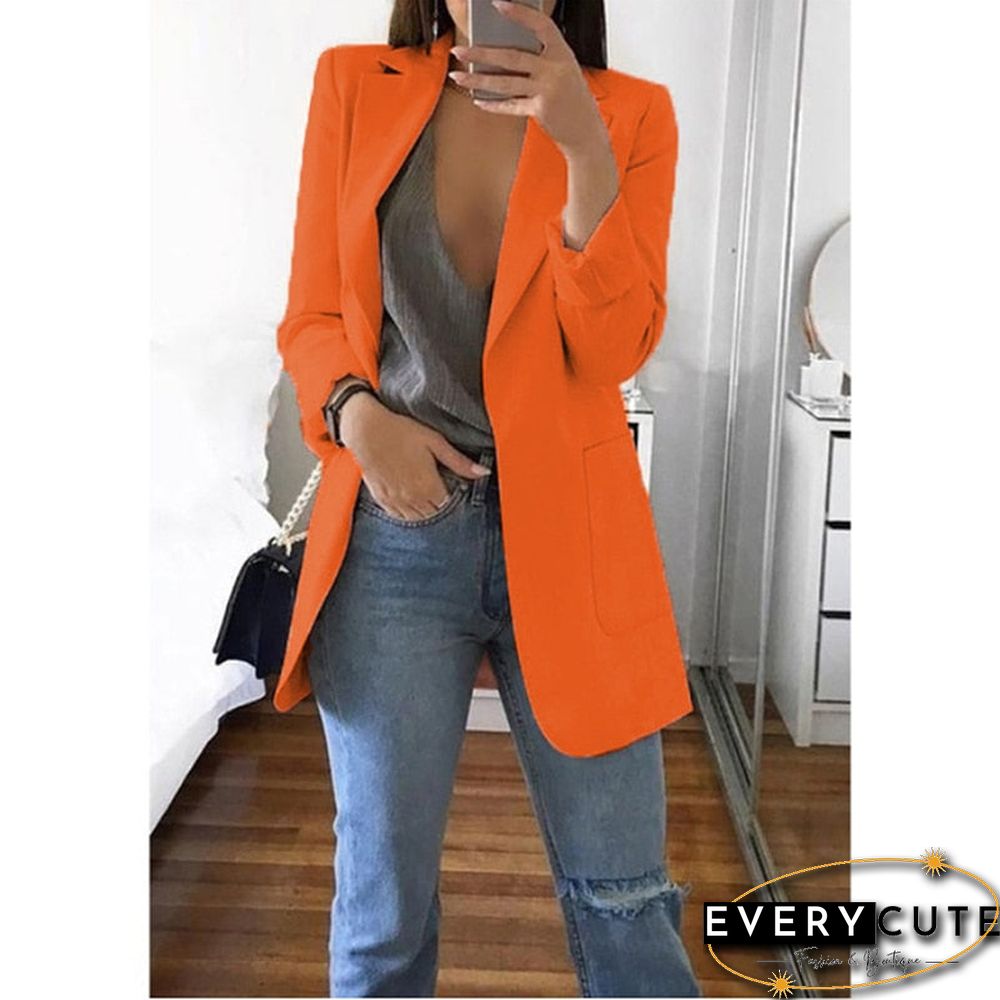 Womens Blazer Jackets Autumn Casual Plus Size Fashion Basic Notched Slim Solid Coats