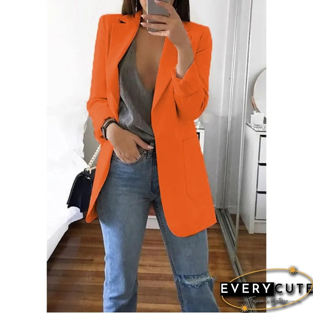 Womens Blazer Jackets Autumn Casual Plus Size Fashion Basic Notched Slim Solid Coats