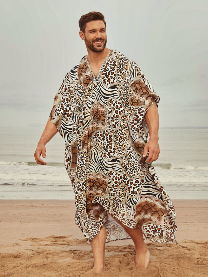 Men's Gorgeous Leopard Printed Long Kaftan
