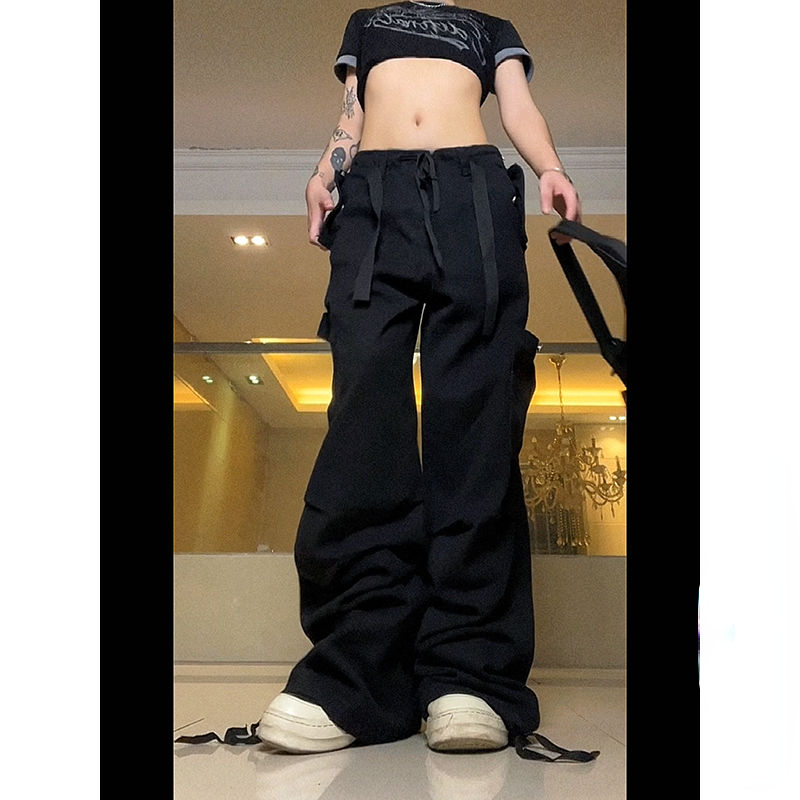 Mayfirstrecord Cargo Pants Y2k High Street Leisure National Tide Original American Retro Street Overalls Loose Straight Mop Harajuku Pants Long
