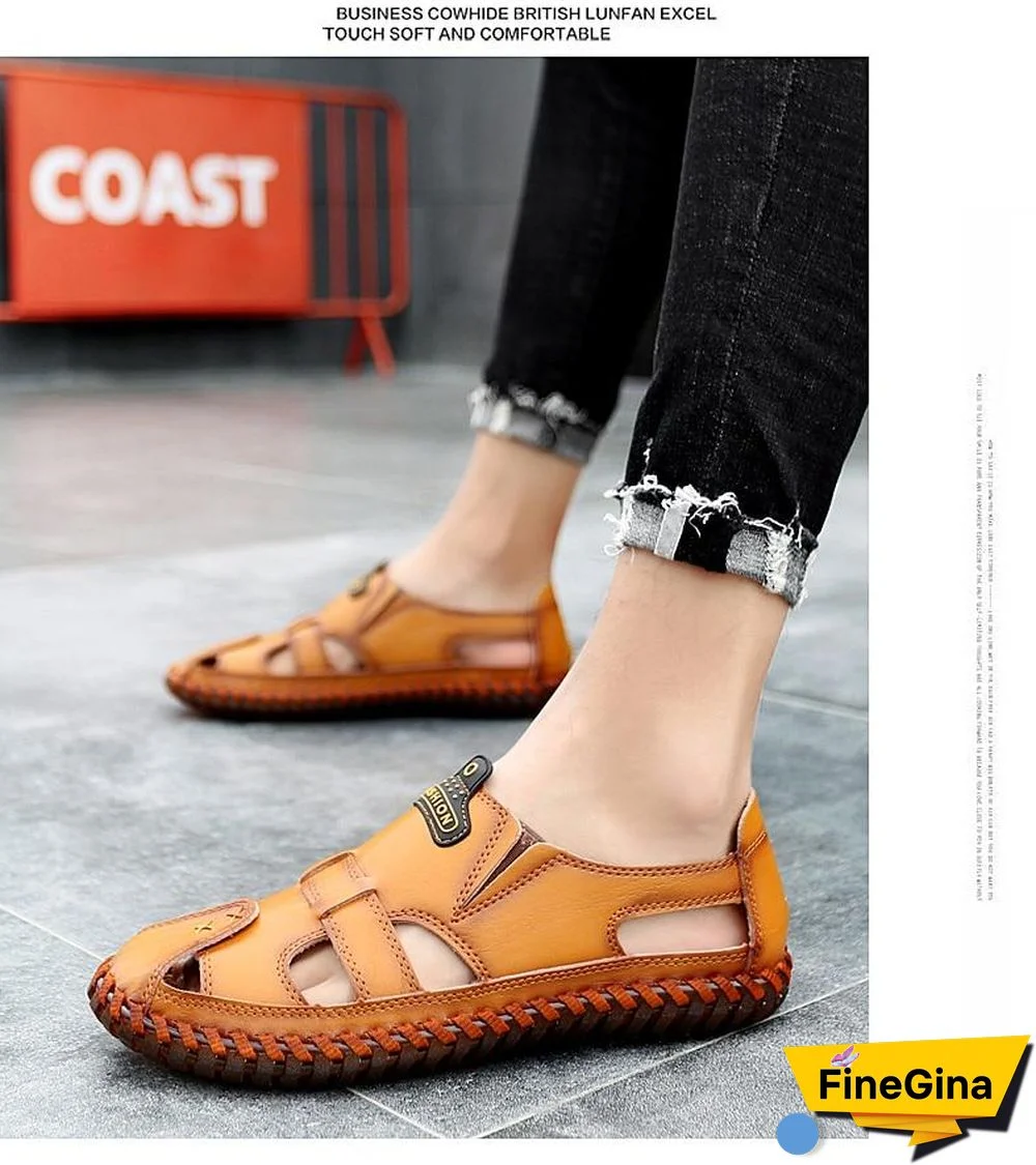 Leather Men Sandals Outdoor Flip Flop Casual Shoes Men Shoes