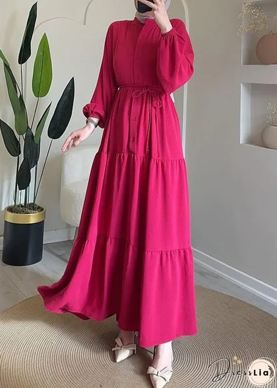 New Navy Button Tie Waist Cotton Long Dresses Fall