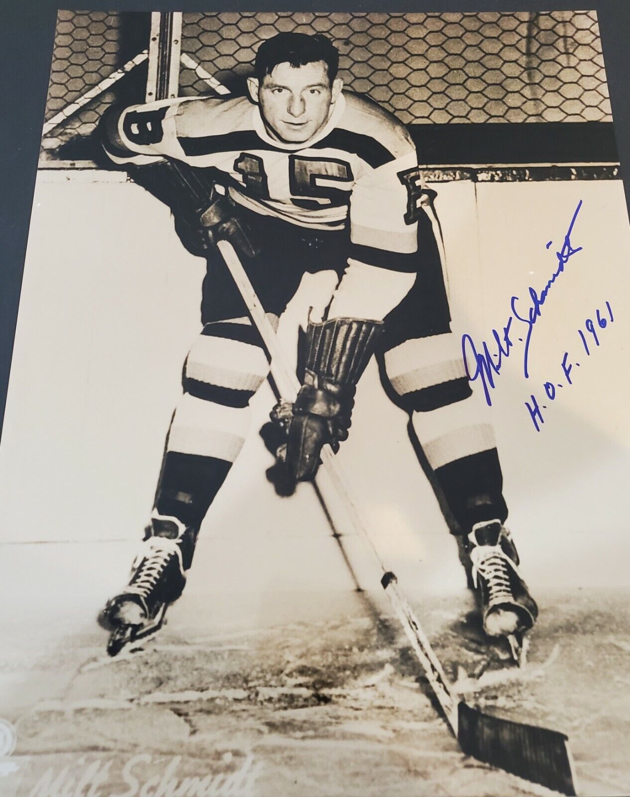 Autographed MILT SCHMIDT BOSTON BRUINS 11X14 Photo Poster painting - W/COA