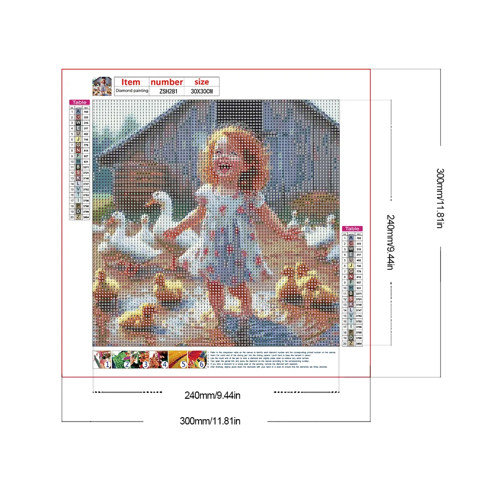 Diamond Painting - Full Round Drill - Farm Duck Girl(Canvas|30*30cm)