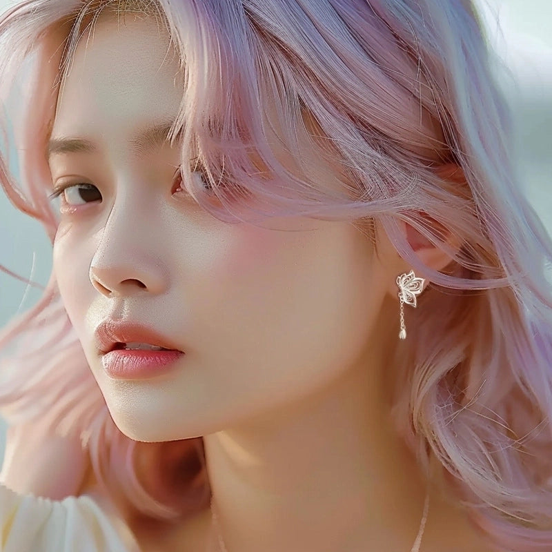 1 Pair 925 Sterling Silver Butterfly Drop Earrings