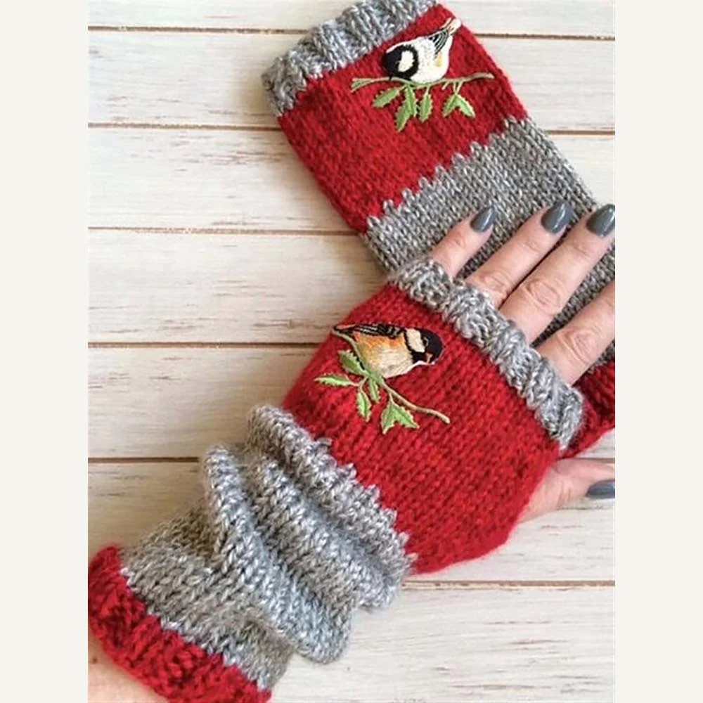 Autumn Winter Casual Basic Flora Knitted Gloves