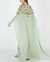 Delicate Rhinestone Embroidery Sequin Floral Appliqué Kaftan