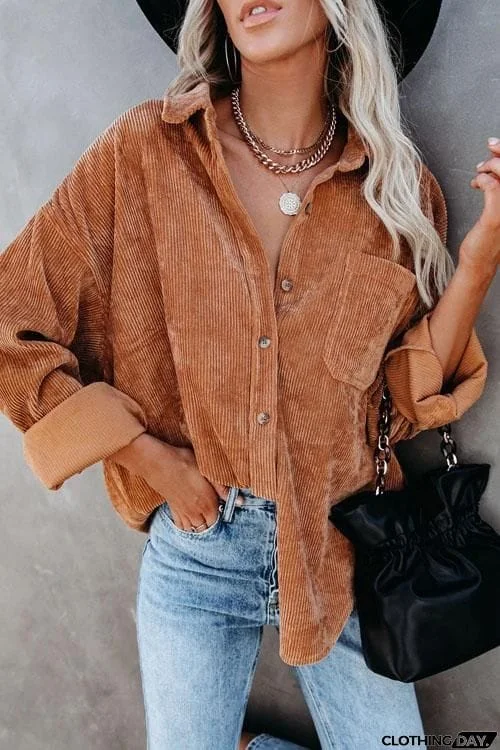 Cool Corduroy Casual Coat Top