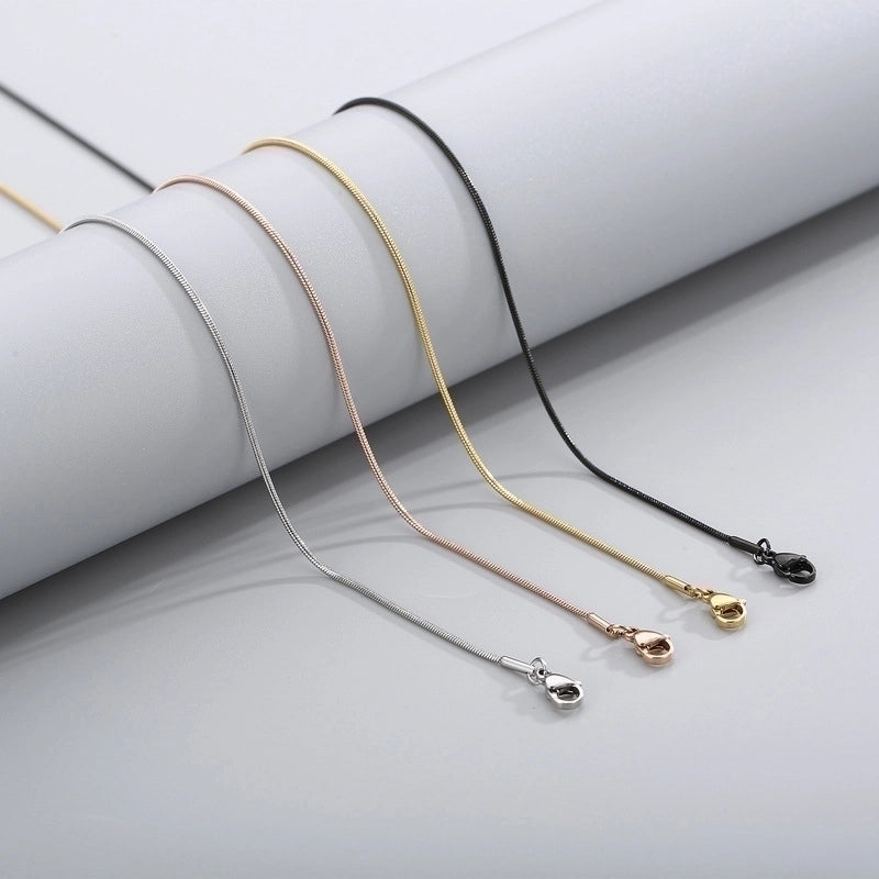 Jewelry Classic Style Solid Color Titanium Steel 18K Gold Plated Chain Necklace