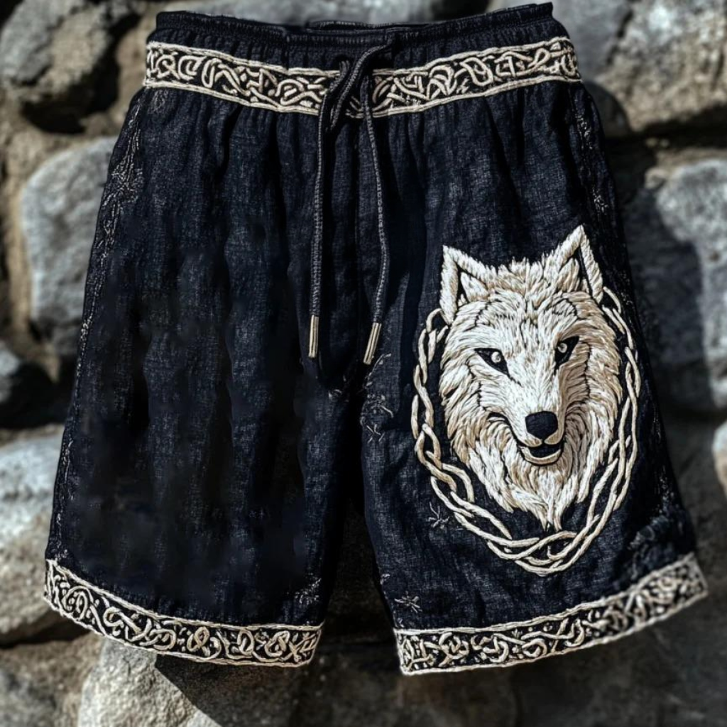 Men's Viking Tribal Celtic Fenrir Wolf Vintage Knot Casual Shorts