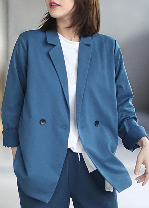 VCSHOES Loose Blue PeterPan Collar Button Fall Coats Long sleeve
