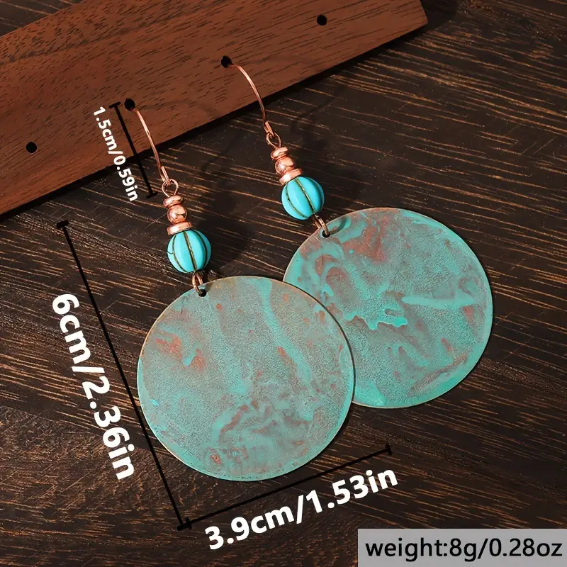 bohemian vintage large round disk dangle earrings boho chic alloy drop earrings with iron ear needle for   gift giving no plating versatile fashion accessory for   3