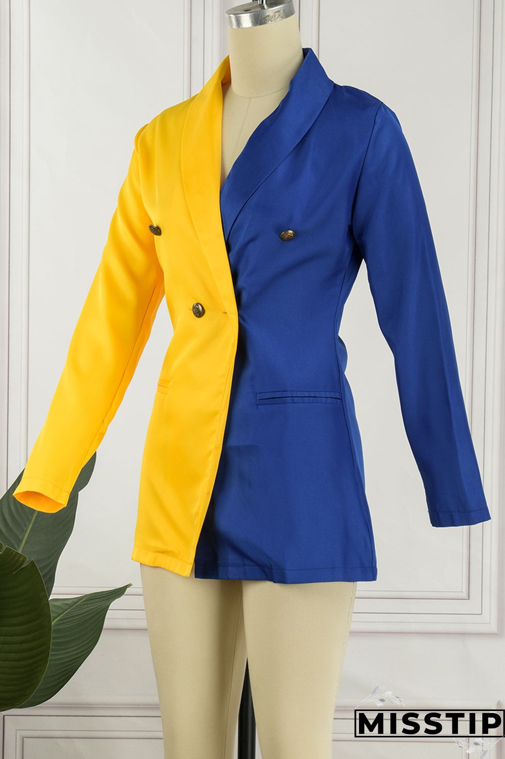 Yellow Casual Solid Patchwork V Neck Long Sleeve Dresses