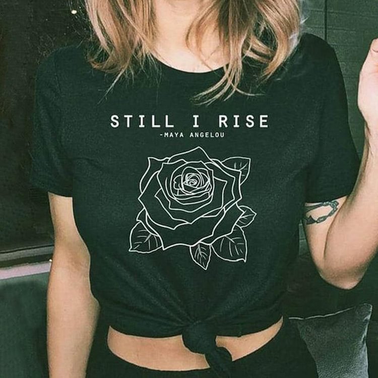 Letter Rose Print T-shirt
