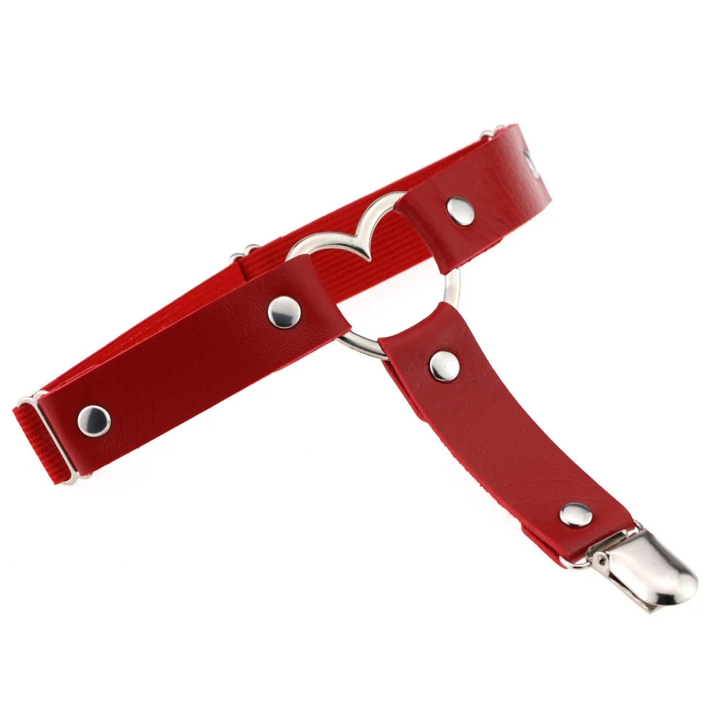 1pcs Women Sexy Punk Goth Heart PU Leather Elastic Garter Leg Thigh Ring Clothing Accessory Leg Suspender Sexy Stockings Garters