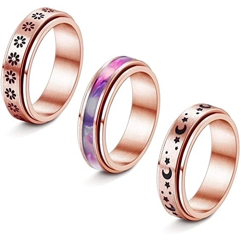 2 Pieces Fashion Star Heart Shape Flower Titanium Steel Rings 1 Piece