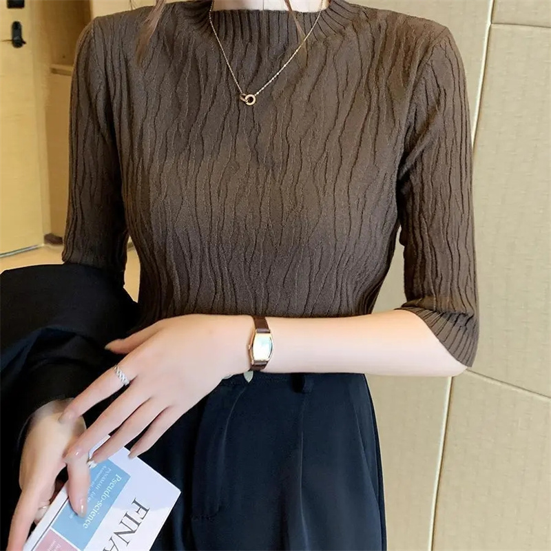 Possibilitat costume ideas women Spring Summer Korean Fashion Solid Sweater Women Short Sleeve Tops 2025 Pull Femme Casual Slim Female Pullover Knitted Clothes