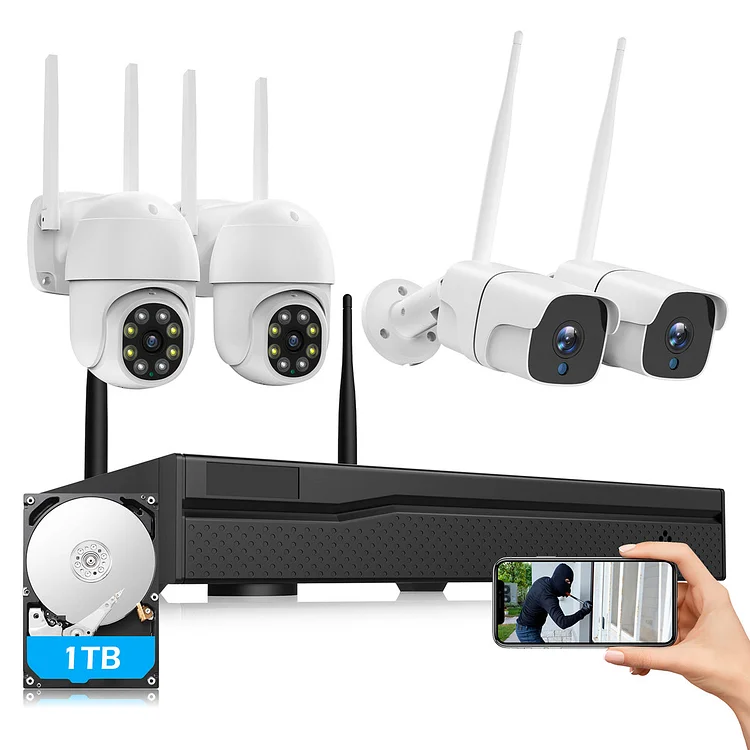 Campark W310 8CH 3MP PTZ Camera & Bullet Camera Combo Security Camera System Kit（Only available in Canada and UK）