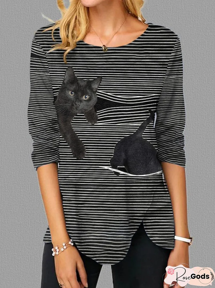 Cat Print Women T-shirt