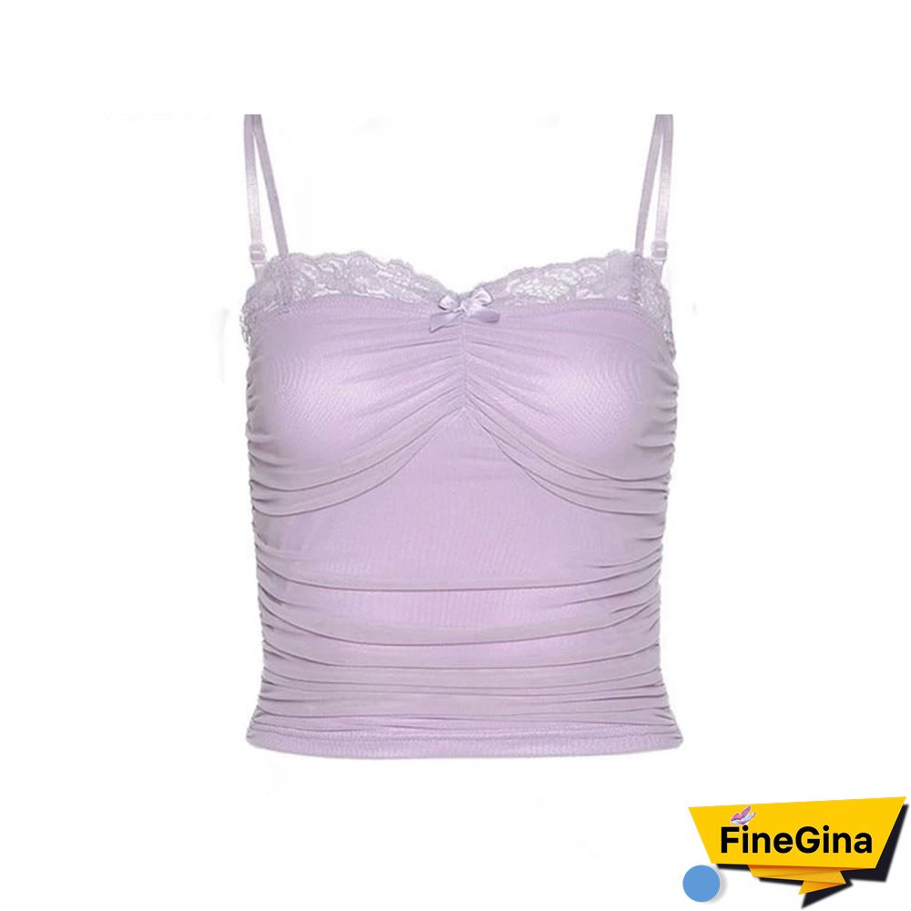 Y2K Fairy Grunge Mesh Lace Crop Top Women Vintage Sexy Bustier Corset Shirt Wholesale Tank Tops Summer Club Cami