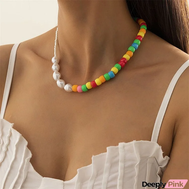 Attractive Asymmetric Colored Acrylic Women's Necklace