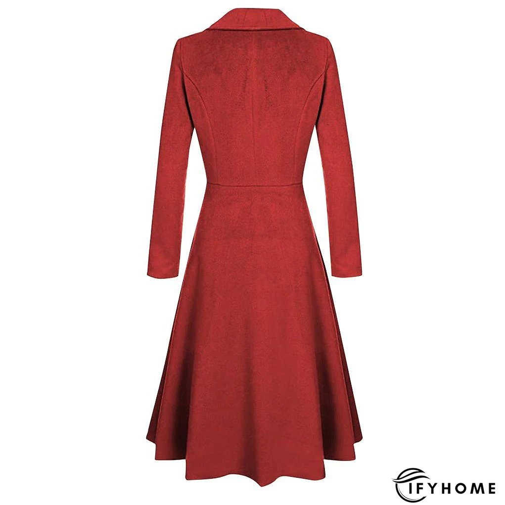 Women's Wool Blend Coat Winter Long Pea Coat Christmas Party Fall Lapel Overcoat Slim Fit Elegant & Luxurious Dress Jacket Long Sleeve Vintage Style White Black Purple Red | IFYHOME