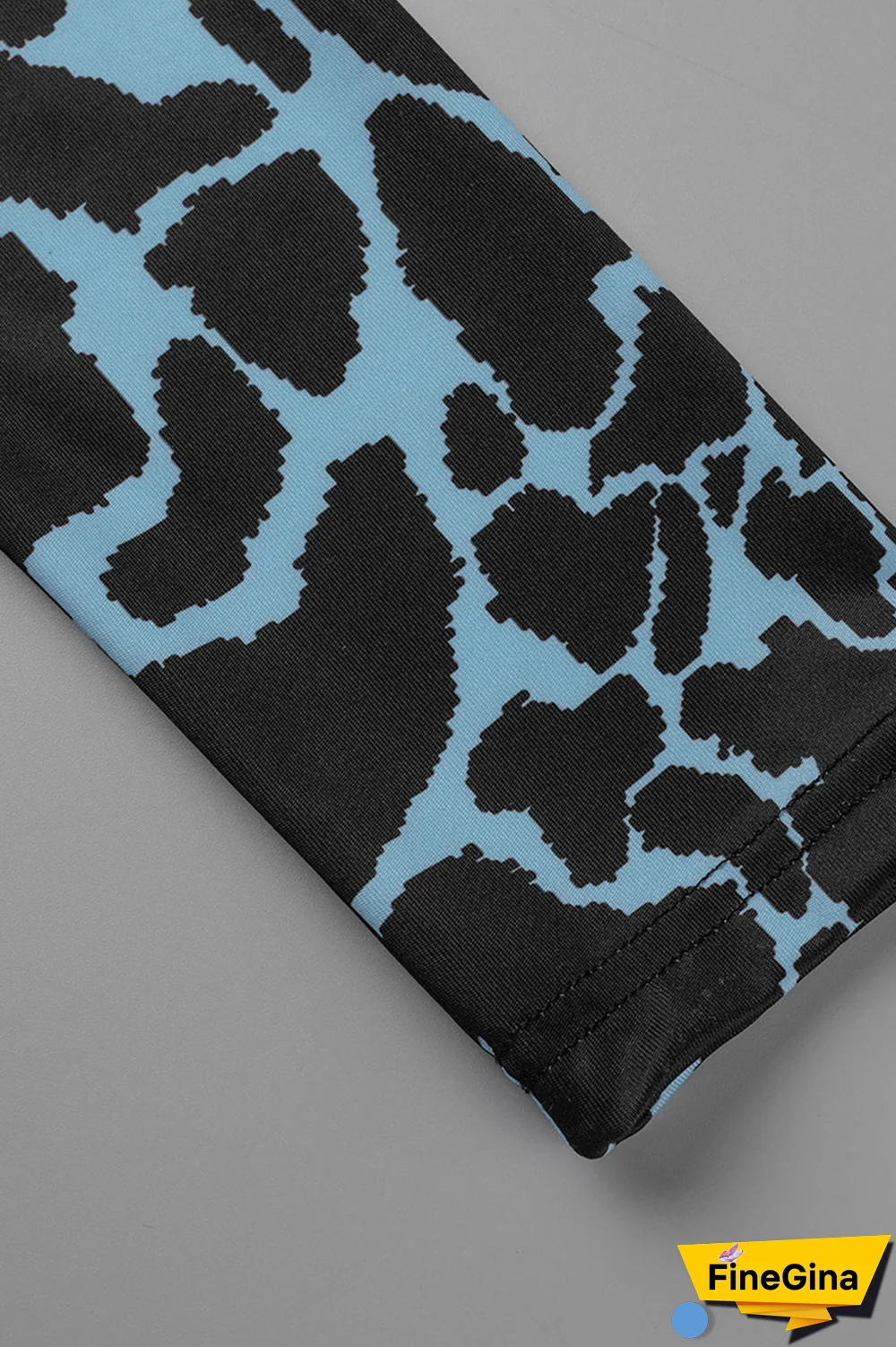 Blue Sexy Print Patchwork V Neck Pencil Skirt Dresses