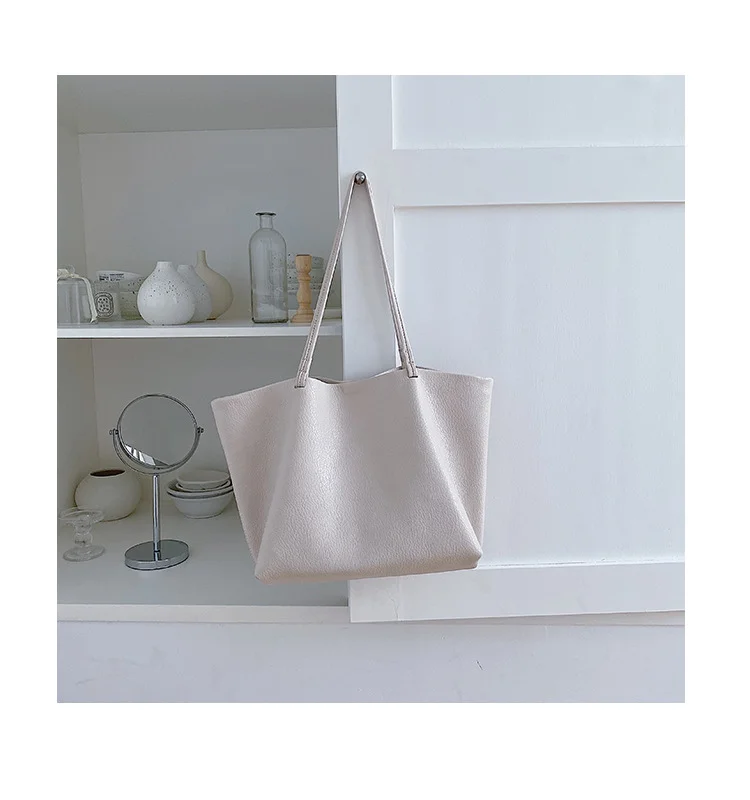 Mongw Mongw Version Of Classic Casual Versatile Simple Soft Leather Tuo Bag Advanced Sense Large Capacity Portable Commuter Ladies Shoulder Bag
